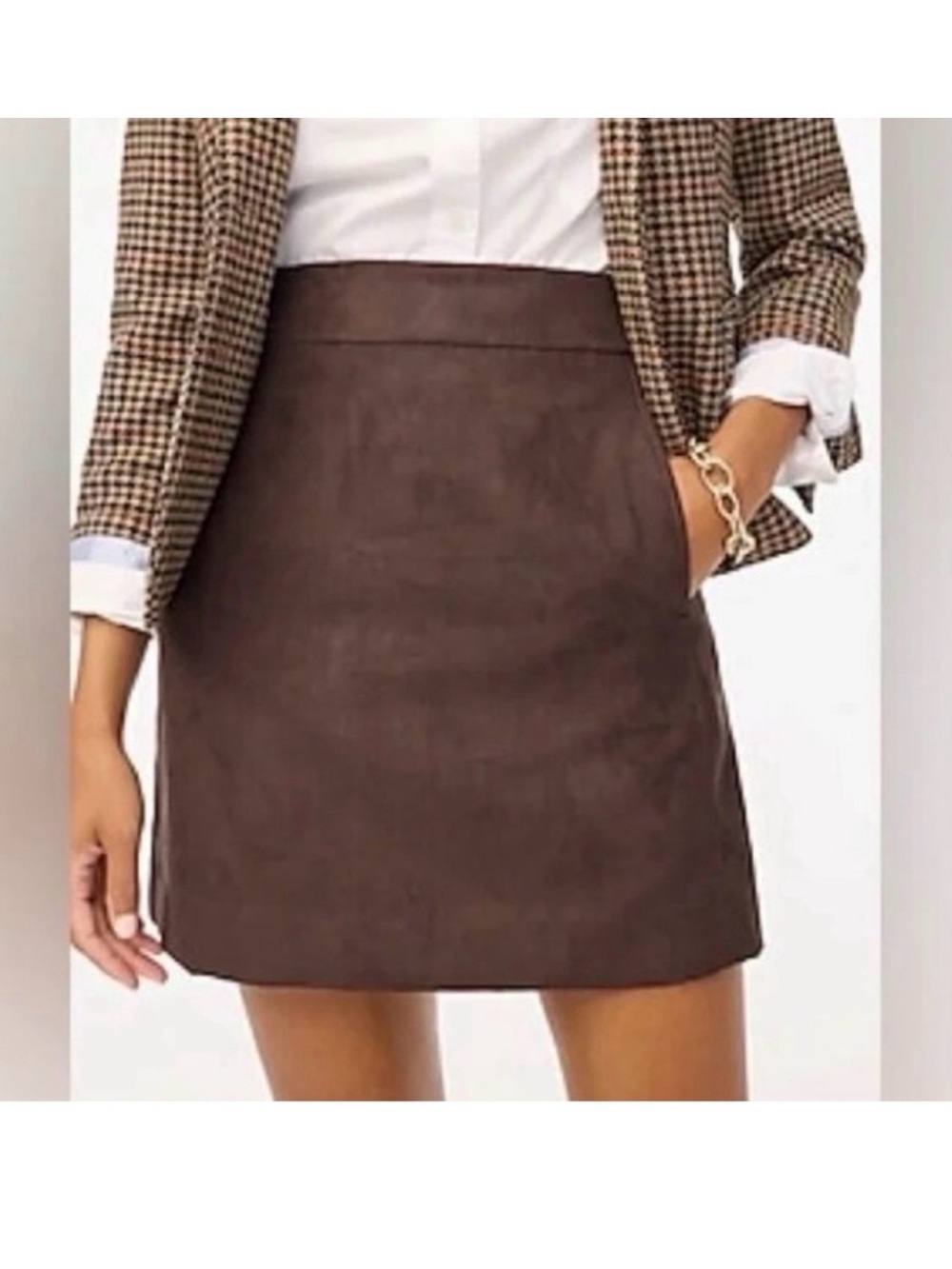 J. Crew Dark Brown Suede-Look Mini Skirt Size 18 NWT